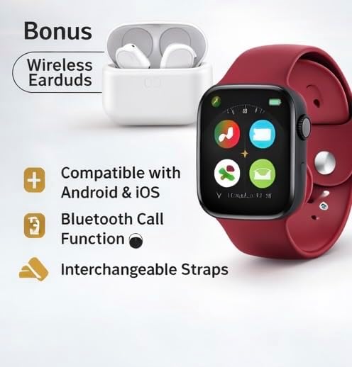 W26 Pro Max Smart Watch, Series 8 Style, Bluetooth Calling, Heart Rate Monitor, Sports Modes, Bonus Wireless Earbuds