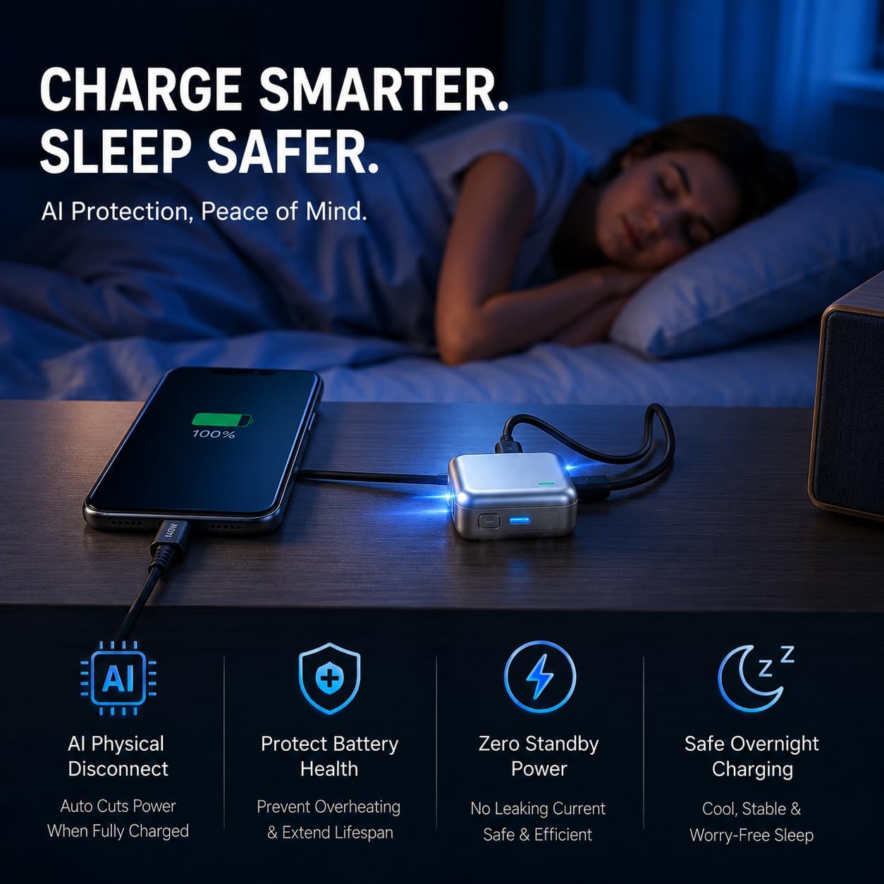 ENSFTF 140W Auto-Disconnect Fast Charger – Protects Your Battery Life