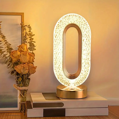 Elegant Oval Crystal Table Lamp